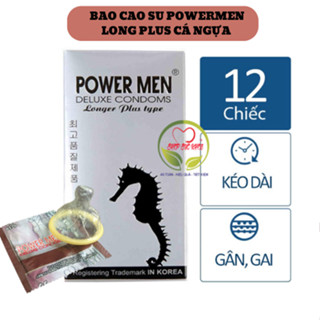 Bao cao su POWERMEN gân gai tăng khoái cảm kéo dài thời gian có 9% Benzocain hạn chế xuất tinh sớm 12 bao