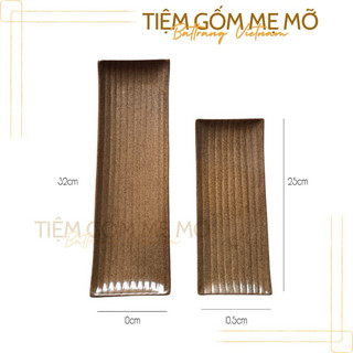 Đĩa sứ khay sứ hình chữ nhật men gốm Bát Tràng phong cách Nhật Bản