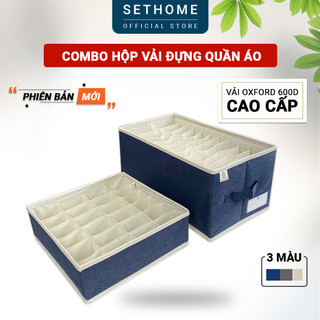  Combo hộp vải đựng quần áo SETHOME đựng quần áo đồ lót cà vạt khăn lụa ngăn nắp gọn gàng tủ áo 