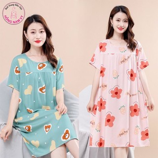Đầm bầu mặc nhà, mặc ngủ tole lanh 2 da đẹp mát bigsize 65-85kg