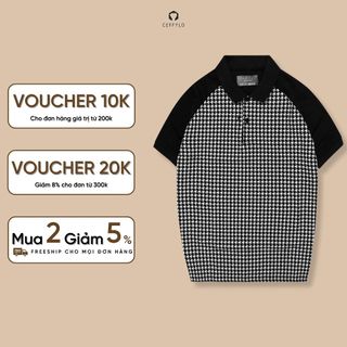 Áo Polo Cotton In Họa Tiết CF Đen, Vải Cotton Mềm Mịn, Thấm Hút Mồ Hôi - CEFFYLO