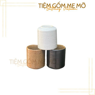 Ly Cốc trà không quai phong cách Nhật Bản men nâu gốm Bát Tràng - nhận in logo thương hiệu