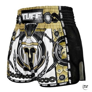 Quần Muay Thái Golden Gladiator in White TUFF