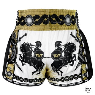 Quần Muay Thái Golden Gladiator in White TUFF