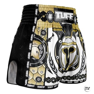 Quần Muay Thái Golden Gladiator in White TUFF