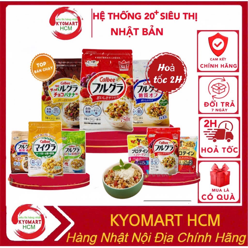 Ngũ cốc Calbee Nhật Bản,ngũ cốc trái cây Calbee Nhật Bản,ngũ cốc ăn sáng,ngũ cốc ít đường
