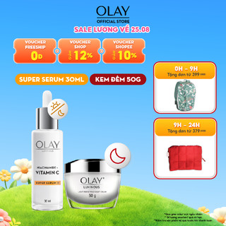Combo 2: kem dưỡng ẩm ban đêm olay luminous + super serum olay luminous niacinamide vitamin c