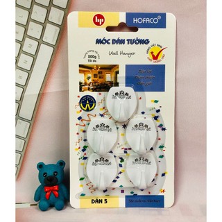 Móc dán 5 HPG09 nhựa HOFACO cao cấp - Set 5 móc dán tường nhỏ dọn, tiện lợi