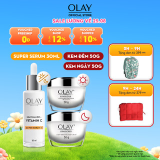 Combo 3: kem dưỡng ẩm ngày, đêm olay luminous + super serum olay luminous niacinamide vitamin c