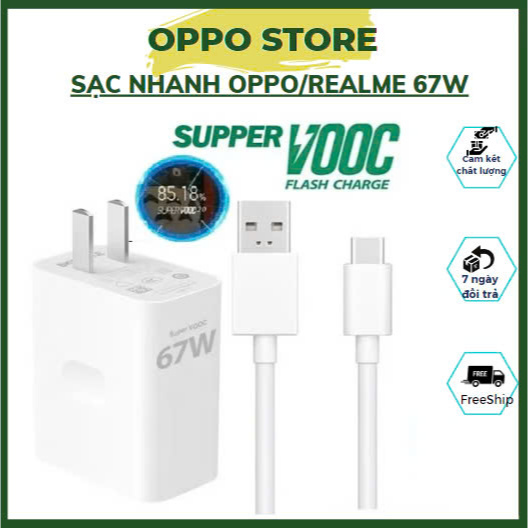 Sạc 67W Oppo,Sạc Nhanh 67W Oppo, Sạc Nhanh Super Vooc 67W Oppo/Realme, Bộ Sạc Nhanh Oppo/Realme 67W 