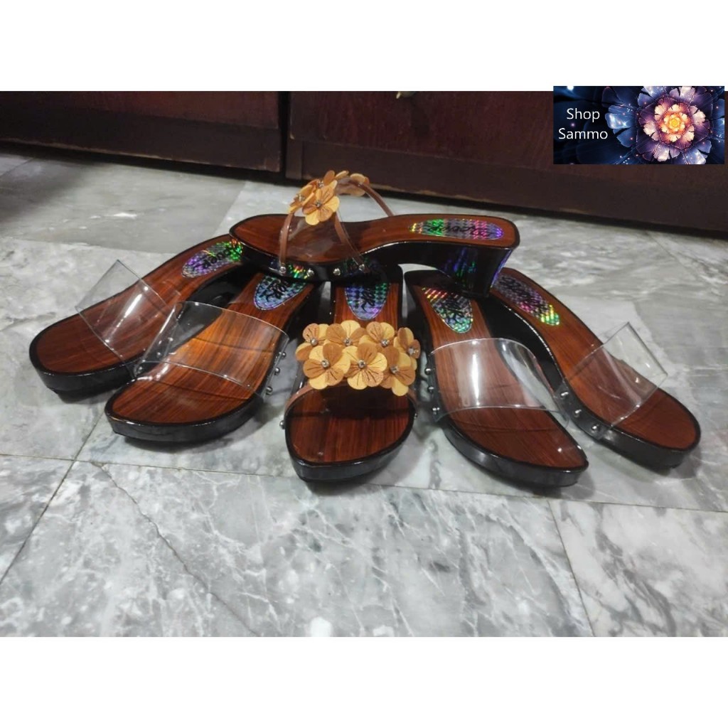 Guốc Gỗ Guốc Mộc 2 Phân Và 5 Phân Quai Trong ( đế cao su 2 lớp )