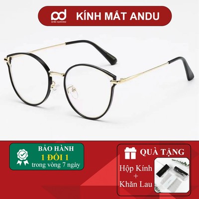 Gọng kính cận thời trang nữ ANDU EYEWEAR dáng tròn cánh tiên chống UV chất liệu kim loại - 2067