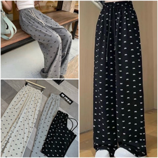 Quần Suông Ống Rộng Chất Tăm Hàn  mỏng  Hoạ Tiết Nơ Siêu Xinh Mát Mẻ 2024 Quần Nữ Suông Ống Rủ Lưng Chun Hoạ Tiết