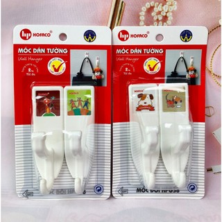 Móc đôi hpg38 hofaco tiện lợi - móc dán trang trí bằng nhựa cao cấp hồng phát