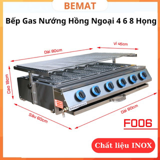 Bếp nướng ga hồng ngoại 4 6 8 họng chất liệu inox cao cấp không khói chuyên nướng hàu thịt bánh tráng bảo hành 12 tháng