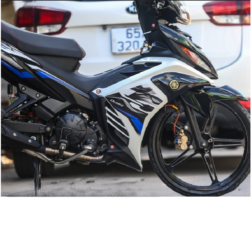 Tem rời exciter 135 lc trắng đen xanh v3 , ảnh thực tế , tem 3 lớp cao cấp