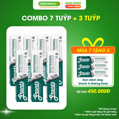 Combo 7 Kem Đánh Răng Grants Thảo Dược Trắng Răng Chiết Xuất Thiên Nhiên Hữu Cơ Hương Bạc Hà The Mát 110g
