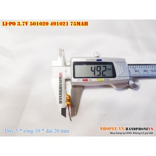 Pin Li-Po 3.7V 75mAh 501020 491021 (Li-Polymer) cho tai nghe Bluetooth, định vị GPS, máy ghi âm, máy nghe nhạc