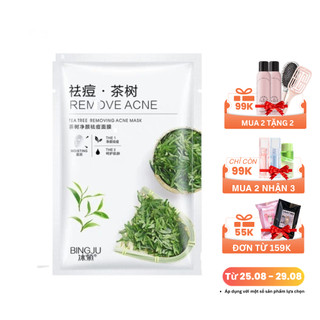 BINGJU – Mặt nạ tràm trà giảm mụn Teatree Removing Acne Mask mặt-nạ trà-xanh BIJU01