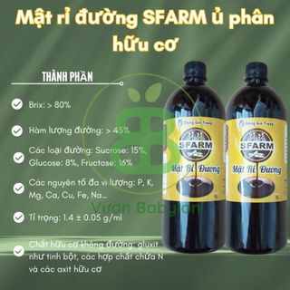 Mật Rỉ Đường Sfarm, Hỗ Trợ Cải Tạo Đất, Chất Xúc Tác Ủ Phân hữu cơ, Nuôi Cấy Vi Sinh Vuonbabylon - Chai 1L