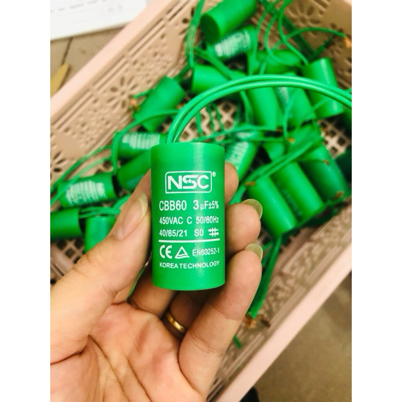 Tụ Điện Tụ Nhựa Tụ Tròn Tụ Ngâm Tụ Làm Việc Tụ NSC Xanh Dung Lượng 2,5 uF , 3 uF