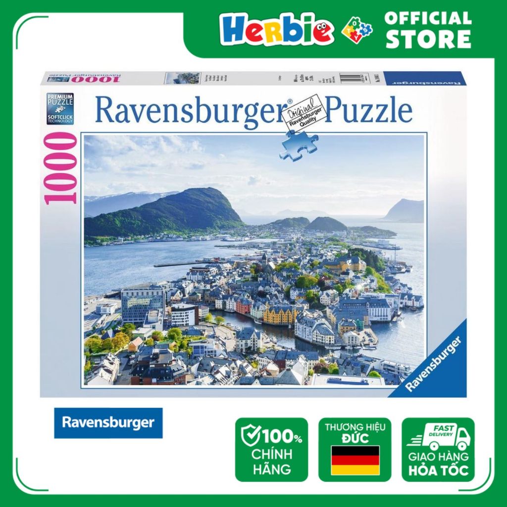Đồ Chơi Xếp Hình Puzzle 1000 Mảnh RAVENSBURGER Overview Alesund Jigsaw Puzzle 198443 - Herbie Toys