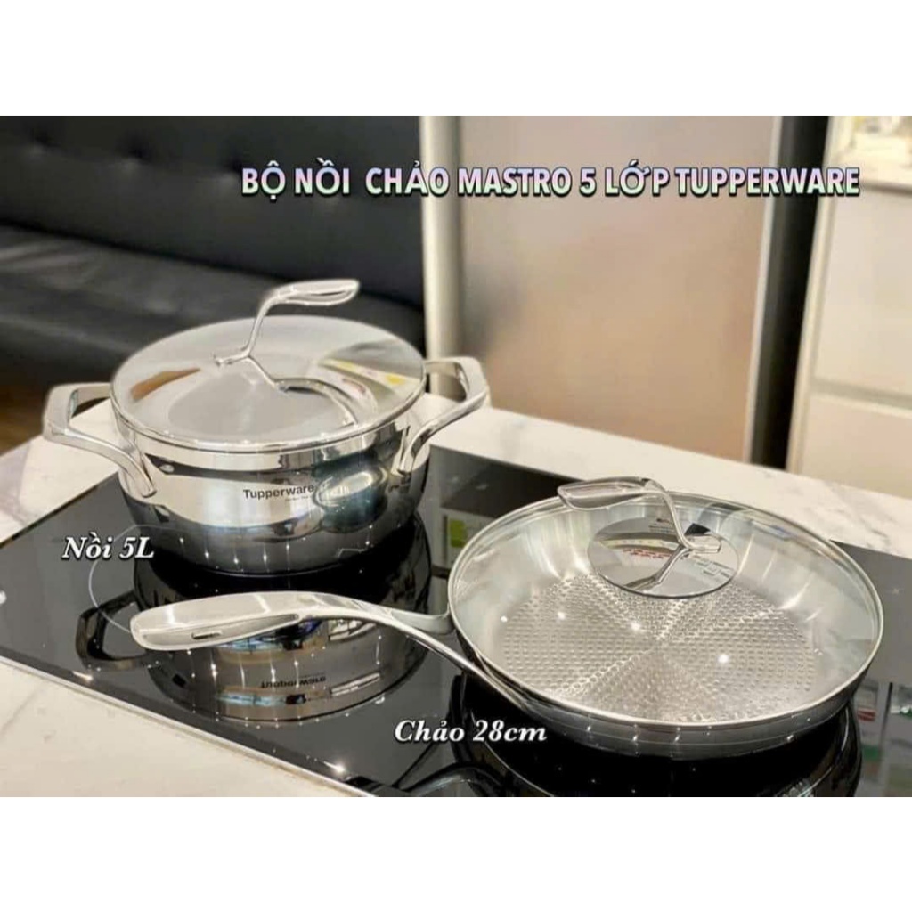 Nồi 5L, nồi 3.3L, chảo 28cm, quánh 2.8L mastro TUPPERWARE chính hãng, nồi tup, chảo tup, quánh tup