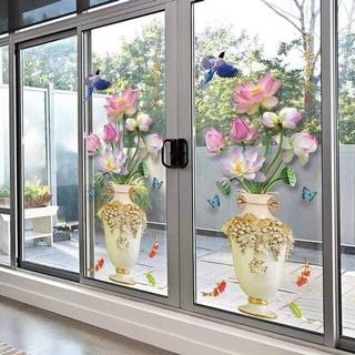 Decal dán tường, decal dán tường 3d, decal bình hoa bình hoa, có sẵn keo