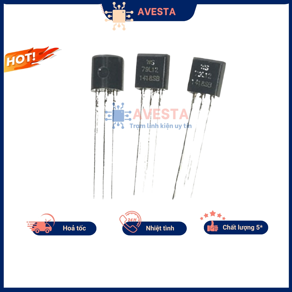 Ic nguồn 79L12 12V 0.1A -12V TO-92 Avesta.