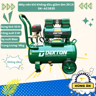 Máy nén khí không dầu giảm âm 30lít thế hệ mới dekton dk-ac3830/công suất 2hp-1500w/2piston nạp /motor dây đồng