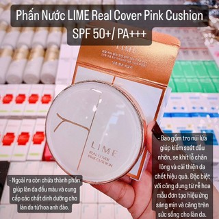 Phấn Nước LIME Real Cover Pink & V Collagen Ample SPF50 PA+++