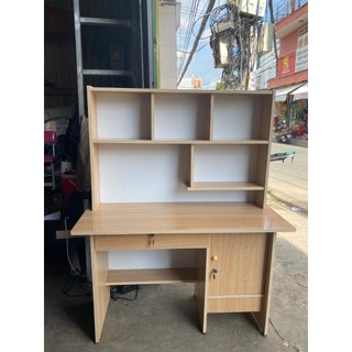 [Mã LIFEBKA5 giảm 10% tối đa 1 Triệu đơn 500k] Bàn học sinh kèm giá sách ván ép rộng 80cm màu kem sữa Lâm Gia