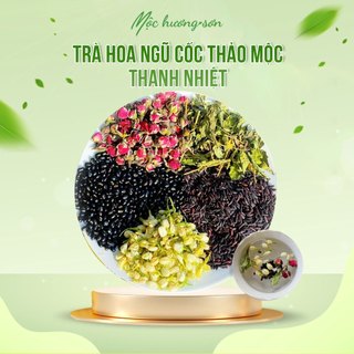 Trà gạo lứt xạ đen thảo mộc thanh nhiệt cơ thể gồm gạo lứt đậu đen, hoa nhài, hoa hồng