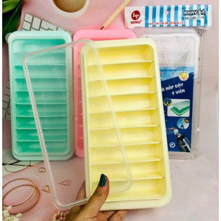 Khay đá HOFACO nắp đậy 9 viên HPL51 - Vĩ làm đá viên, đựng trữ thức ăn dặm cho bé có nắp đậy cao cấp