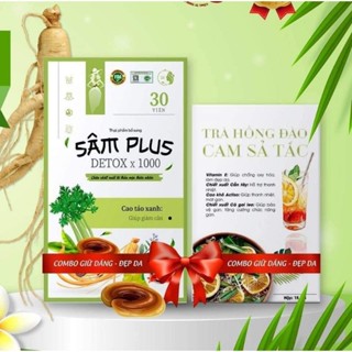Kẹo Giảm Cân Sâm Plus Detox x1000  .Hộp 30 viên tặng 15 gói trà giảm 4-8kg. An toàn cho mẹ sau sinh