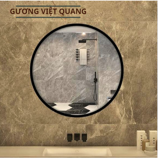 Gương Tròn Viền Thép Sơn Tĩnh Điện 3 Màu Viền Sang Trọng Treo Nhà Tắm, Phòng Ngủ