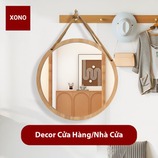  Gương tròn treo tường giá rẻ hiệu XONO khung gỗ gương thủy siêu nét bao bễ vỡ nhiều size decor cửa hàng nhà cửa 