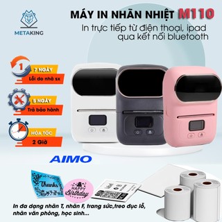 Máy in nhãn di động aimo m110 - in mã vạch qr, nhãn cáp, nhãn trang sức, bluetooth, in qua app