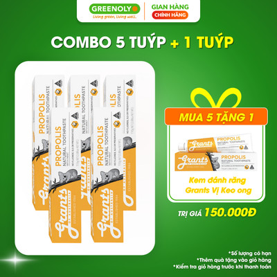 Combo 5 Kem Đánh Răng Grants Vị Keo Ong Thảo Dược Ngăn Ngừa Sâu Răng, Chảy Máu Chân Răng, Ê Buốt 110g