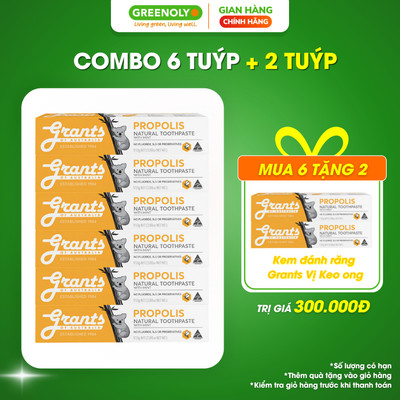 Combo 6 Kem Đánh Răng Grants Vị Keo Ong Thảo Dược Ngăn Ngừa Sâu Răng, Chảy Máu Chân Răng, Ê Buốt 110g