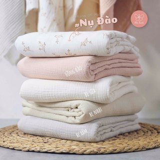 [ Nụ Đào ] Vải Xô Muslin 2 lớp Họa Tiết Nụ Đào May Đồ Bộ Cho Mẹ và Bé