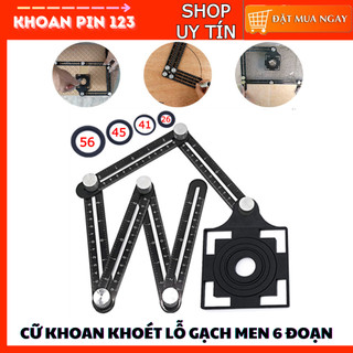 Thước đo góc đa năng định vị khoan lỗ, cữ khoan khoét lỗ gạch men 6 đoạn Loại đẹp