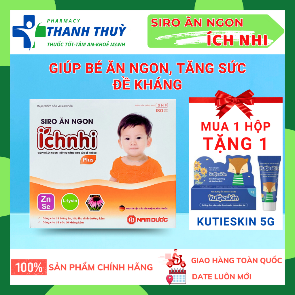 Siro ăn ngon cho bé Ích Nhi Plus, Giúp nâng cao sức đề kháng, tăng hấp thu dưỡng chất, trẻ ăn ngon