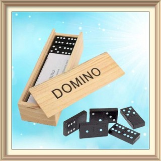Đồ chơi cờ domino 28 thẻ bài nhựa mini màu đen, trò chơi xếp hình domino giải trí cho bé trẻ em hộp bằng gỗ đẹp cao cấp