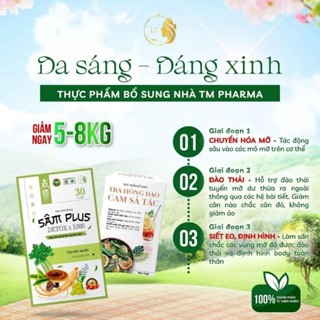 Tách lẻ 10 gói kẹo Sâm giảm cân Sâm Plus Detox 1000 . 10 gói có tặng 5 trà giảm 2_4kg an toàn