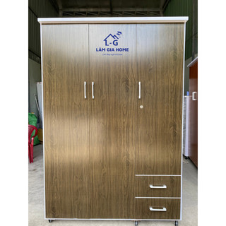Tủ nhựa quần áo đài loan 3 cửa ( CÓ VIDEO SẢN PHẨM ) ngang 1m06 cao 1m7 - màu nâu gỗ
