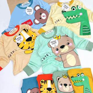 Bộ dài tay Minky Mom chính hãng in hình thú ngộ nghĩnh bé trai, bé gái (vải thun lạnh) size 3-18kg...