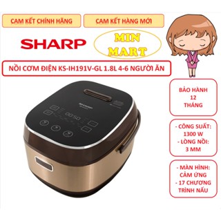 Nồi cơm cao tần Sharp KS-IH191-GL 1.8 lít, lòng nồi siêu dày, chính hãng, bảo hành 12 tháng