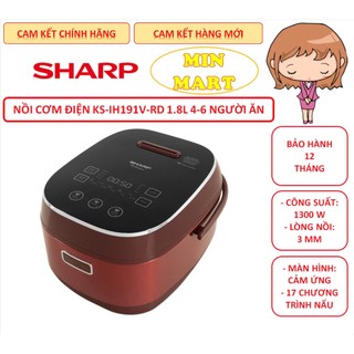  Nồi cơm cao tần Sharp KS-IH191-RD 1.8 lít lòng nồi siêu dày chính hãng bảo hành 12 tháng 
