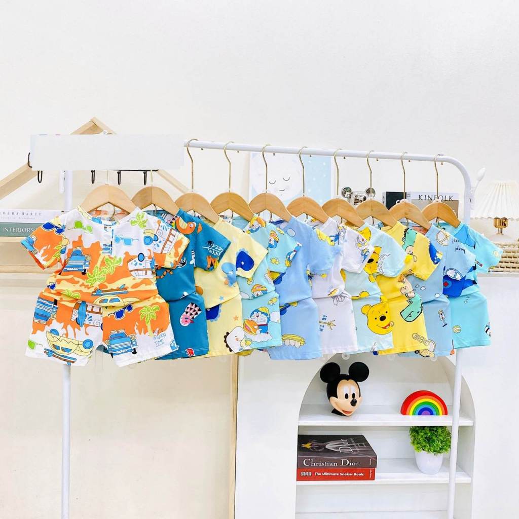 Bộ cộc hè bé trai, vải lanh lụa ( tole) loại 1 size 3-18 kg...